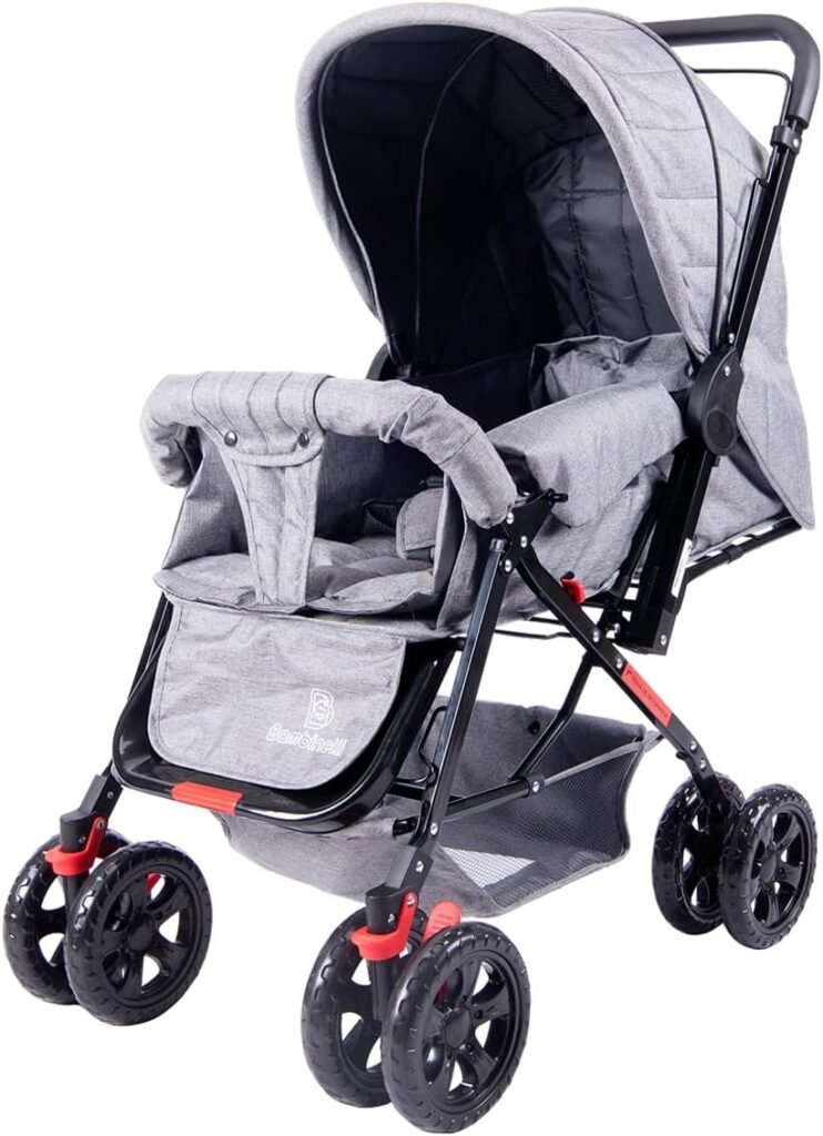 Carrinho Bebê Passeio Tipo Berço Multifuncional Cinza Mescla Bambinelli