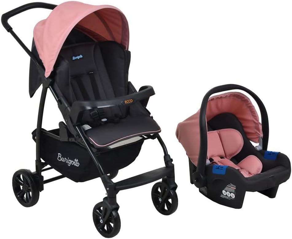 Carrinho de bebê com bebe conforto de até 1500 reais Burigotto Carrinho de Bebê com Bebê Conforto Ecco, Rosa