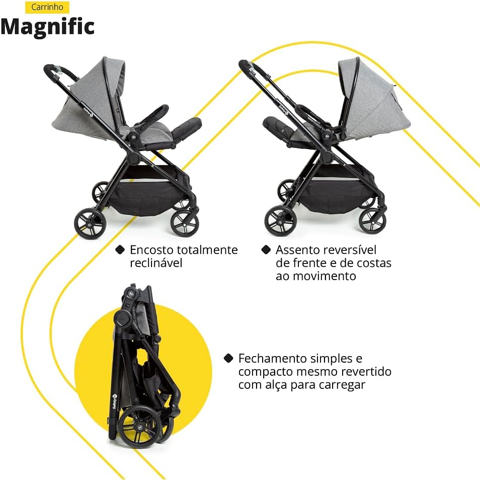 Carrinho de bebê com bebê conforto magnific safety 1st 2
